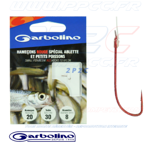 GARBOLINO - HAMEÇONS MONTÉS ROUGE SPECIAL ABLETTE ET PETITS POISSONS - HAM 20 FIL 8 - 001