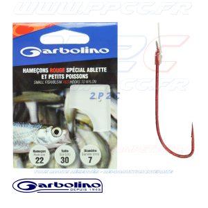 GARBOLINO - HAMEÇONS MONTÉS ROUGE SPECIAL ABLETTE ET PETITS POISSONS - HAM 22 FIL 7 - 001