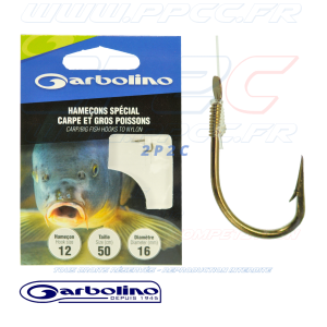 GARBOLINO - HAMEÇONS MONTÉS SPECIAL CARPE ET GROS POISSONS - HAM 12 FIL 16 - 001