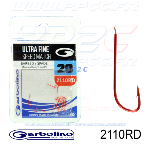 GARBOLINO - HAMEÇONS 2110RD - ULTRA FINE RED SPEED MATCH - NON MONTÉS - N°20 - 001