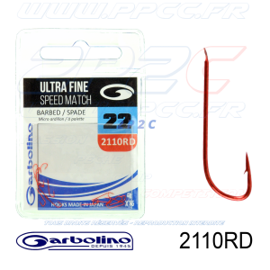 GARBOLINO - HAMEÇONS 2110RD - ULTRA FINE RED SPEED MATCH - NON MONTÉS - N°22 - 001