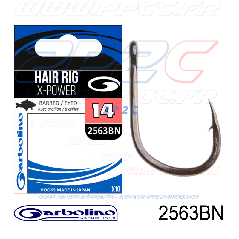 GARBOLINO - HAMEÇONS 2563BN - HAIR RIG X-POWER - NON MONTÉS