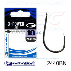 GARBOLINO - HAMEÇONS 2440BN BARBLESS - X-POWER CARP - NON MONTÉS - N°10