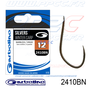 GARBOLINO - HAMEÇONS 2410BN BARBLESS - SILVERS WINTER CARP - NON MONTÉS - N°12