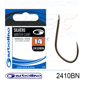 GARBOLINO - HAMEÇONS 2410BN BARBLESS - SILVERS WINTER CARP - NON MONTÉS - N°14