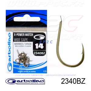 GARBOLINO - HAMEÇONS 2340BZ - X-POWER MATCH WIDE GAPE - NON MONTÉS - N°14