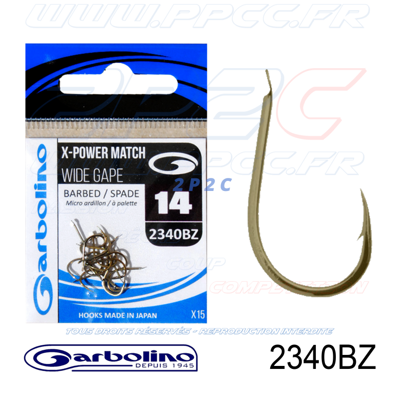 GARBOLINO - HAMEÇONS 2340BZ - X-POWER MATCH WIDE GAPE - NON MONTÉS