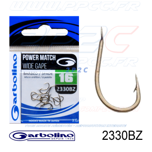 GARBOLINO - HAMEÇONS 2330BZ - POWER MATCH WIDE GAPE - NON MONTÉS - N°16