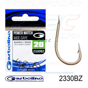 GARBOLINO - HAMEÇONS 2330BZ - POWER MATCH WIDE GAPE - NON MONTÉS - N°20