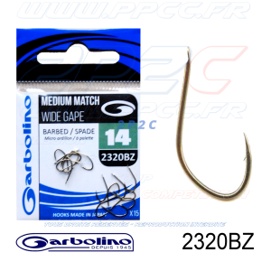 GARBOLINO - HAMEÇONS 2320BZ - MEDIUM MATCH WIDE GAPE - NON MONTÉS - N°14