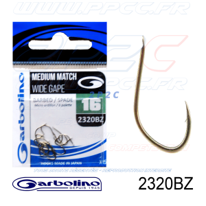 GARBOLINO - HAMEÇONS 2320BZ - MEDIUM MATCH WIDE GAPE - NON MONTÉS - N°16