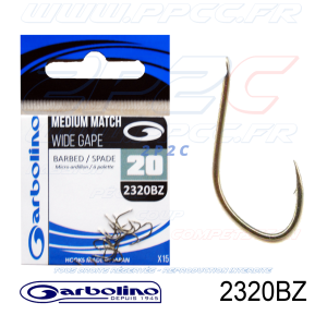 GARBOLINO - HAMEÇONS 2320BZ - MEDIUM MATCH WIDE GAPE - NON MONTÉS - N°20