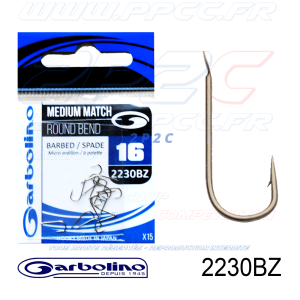 GARBOLINO - HAMEÇONS 2230BZ - MEDIUM MATCH ROUND BEND - NON MONTÉS - N°16