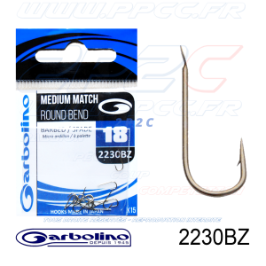GARBOLINO - HAMEÇONS 2230BZ - MEDIUM MATCH ROUND BEND - NON MONTÉS - N°18