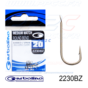 GARBOLINO - HAMEÇONS 2230BZ - MEDIUM MATCH ROUND BEND - NON MONTÉS - N°20