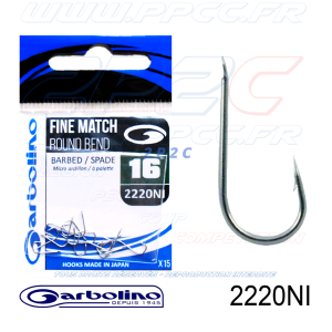 GARBOLINO - HAMEÇONS  2220NI - FINE MATCH ROUND BEND - NON MONTÉS - N°16