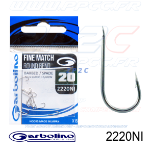 GARBOLINO - HAMEÇONS  2220NI - FINE MATCH ROUND BEND - NON MONTÉS - N°20