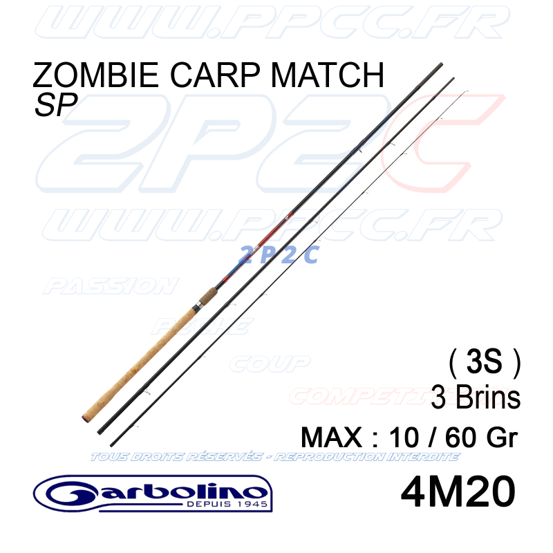 GARBOLINO - ZOMBIE CARP MATCH 4M20 - SP - 10/60 Gr - 3S - CANNE ANGLAISE CARPE