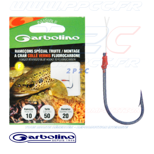 GARBOLINO - HAMEÇONS SPECIAL TRUITE MONTAGE A CRAN COLLE VERNIS FLUOROCARBONE - MONTÉS - N°10 - GOMAD0728-L20H10 - PHOTO 001