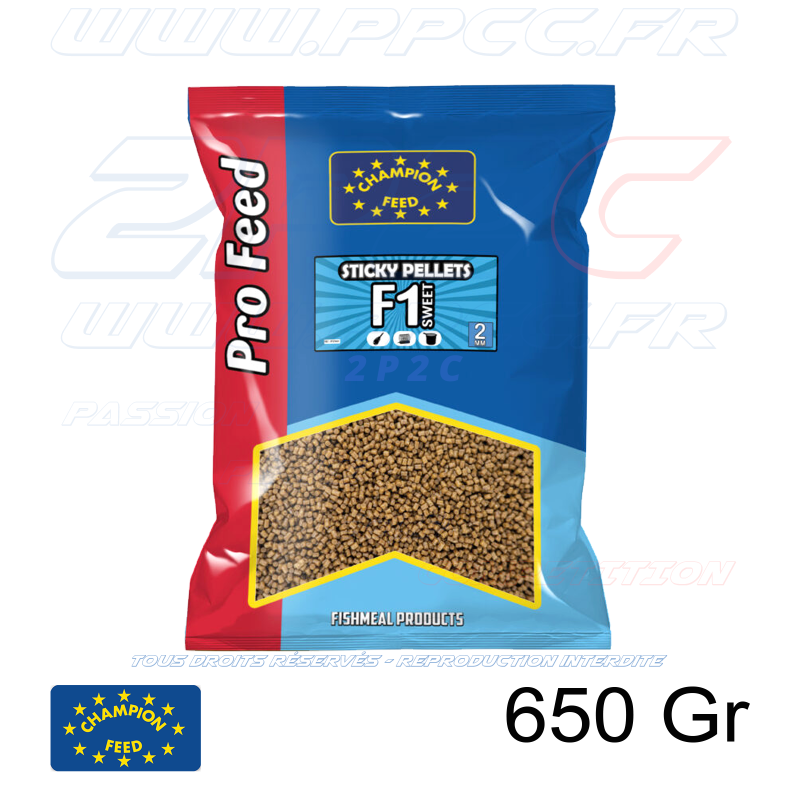 CHAMPION FEED - AMORCE PRO FEED RANGE STICKY PELLETS 2mm F1 SWEET - 650 Gr - Réf PFSP001 - Photo 001