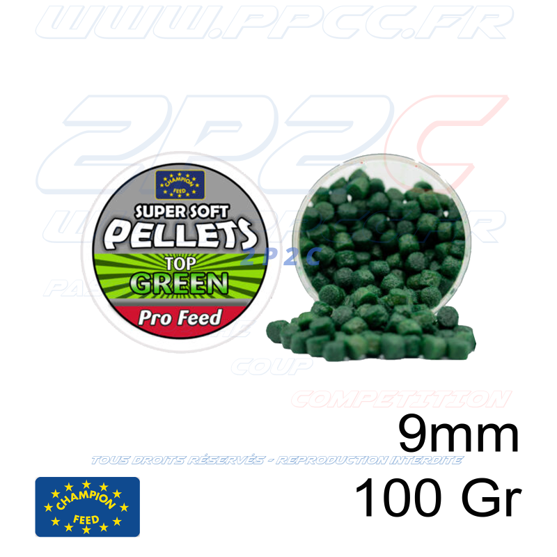 CHAMPION FEED - PRO FEED RANGE SUPER SOFT PELLETS TOP GREEN 9mm - 100 Gr - Réf PFSSP902 - Photo 001