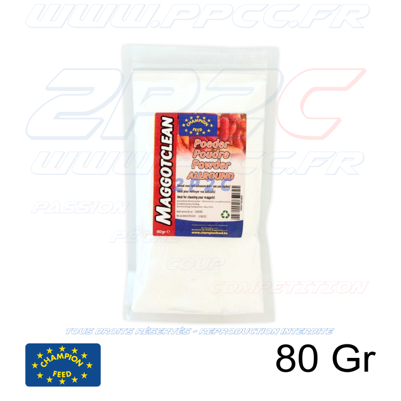 CHAMPION FEED - SPECIAL LIVE BAITS RANGE MAGGOT CLEAN WIT / BLANC / WHITE - 80 Gr - Réf GLMAG60804 - Photo 001